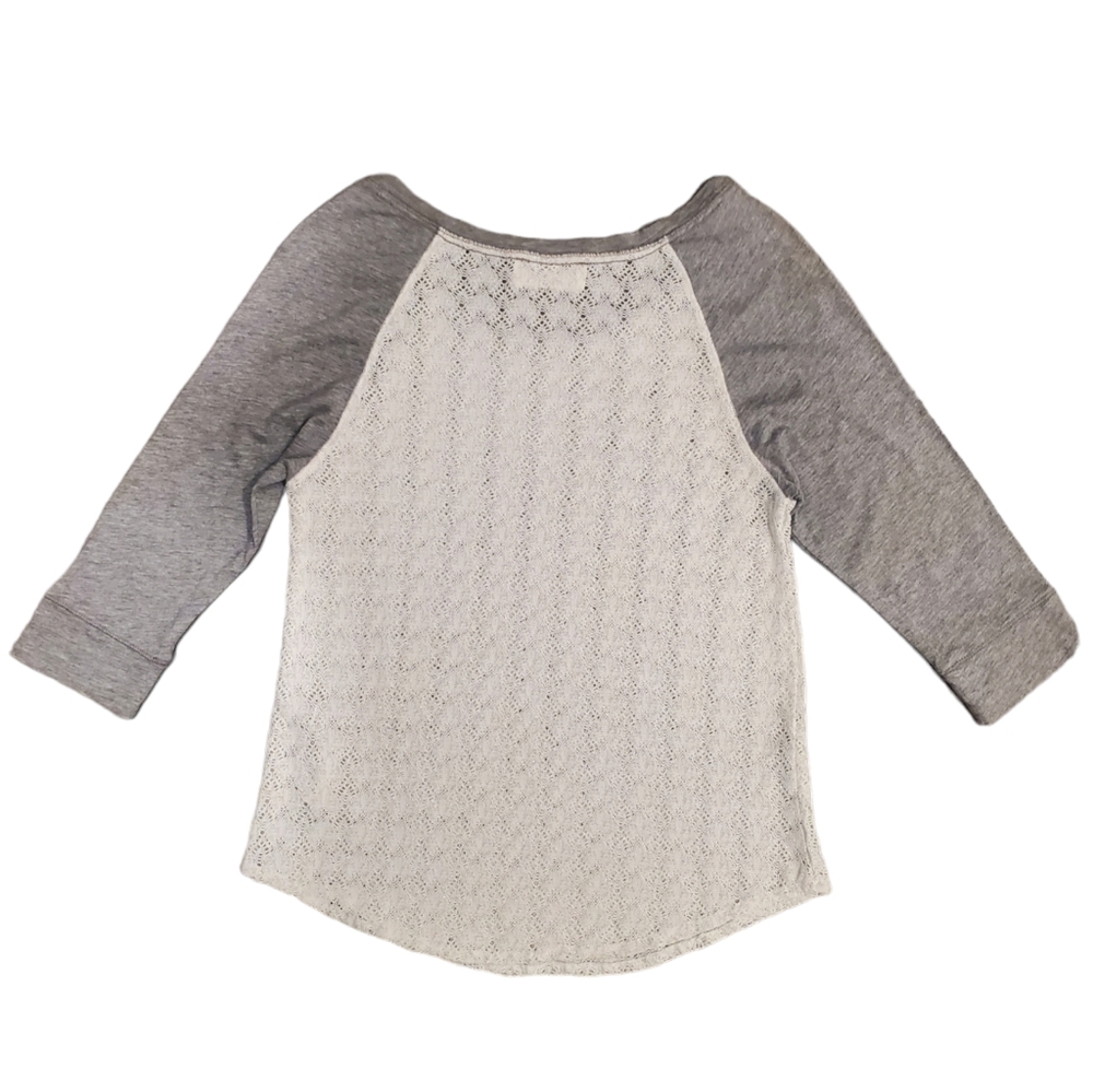 Abercrombie Fitch Top Womens Size XS White 3/4 Sleeve Scoop Neck Crochet Shirt - Picture 4 of 10